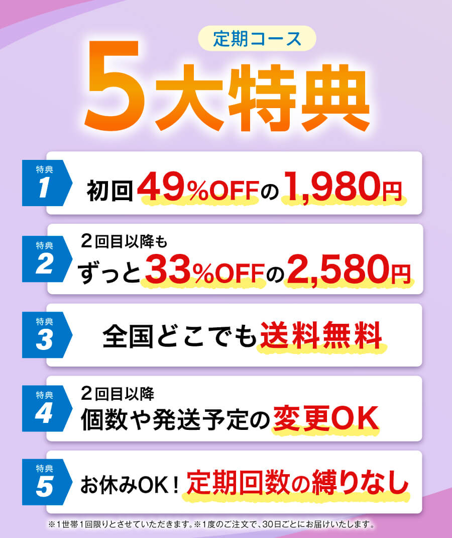 定期コース５大特典